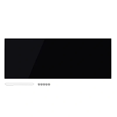 Abbildung von Navaris Magnettafel Magnetboard aus Glas 80x30cm Tafel magnetisch zum Beschriften Notizboard Magnetwand inkl. Magnete Stift Schrauben schwarz