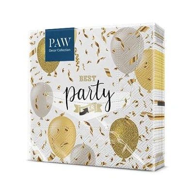 Abbildung von PAW Serviette Papier 3 Plis (33 x 33 cm) I Lot de 20 des Serviettes Table Qui Sont Parfaites Pour les Fêtes, Anniversaires, Réunions Entre Amis (Elegant Balloons)