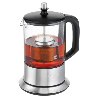 Abbildung von ProfiCook® 2in1 Wasserkocher &amp; Teekocher in Einem mit Temperatureinstellung Temperaturanzeige Teekanne Glas 0,5L Edelstahl Filter Warmhaltefunktion BPA frei PC TK 1165