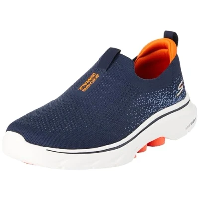 Abbildung von Skechers Herren Go Walk 7 Sneaker, Marineblau und Orange Textil, 42.5 EU