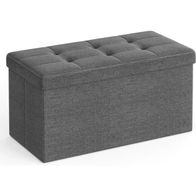 Abbildung von SONGMICS Sitzhocker Sitzbank 80 L faltbar Sitztruhe belastbar bis 300 kg 76 x 38 cm, Dunkelgrau, LSF47K