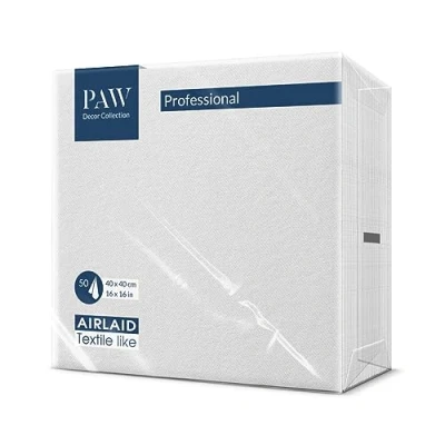 Abbildung von PAW Airlaid Servietten (40 x 40 cm) I 50 Stück Einfarbig Stoffähnlich Elegante Tischdekoration HoReCa Zu wichtigen Anlässen wie Hochzeiten, Feiern, Weihnachten Unicolor: Weiß