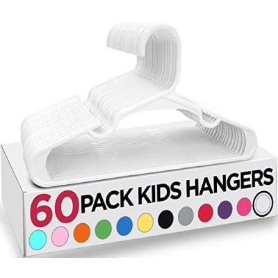 Abbildung von Utopia Home Kinderkleiderbügel aus Kunststoff Babykleiderbügel für Kinderzimmer und Kleiderschrank Haltbare schlanke Platzsparende Kleiderbügel Kleinkinder(60er Pack, Weiß)