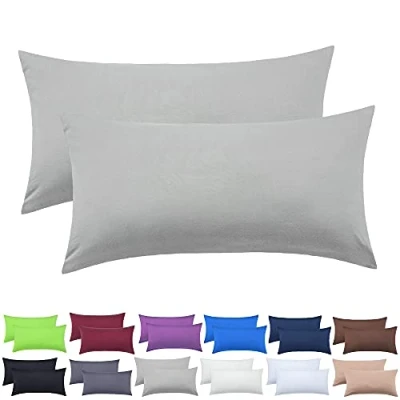 Abbildung von NatureMark 2er Pack Jersey Kissenbezug Kissenhülle Kissenbezüge Seitenschläferkissen Nackenkissen viele Größen und Farben ÖKO TEX (40 x 60 cm (Nackenkissen geeignet), Silber grau)