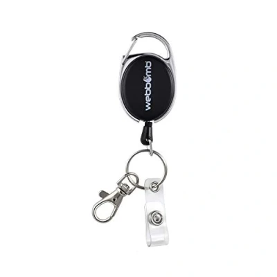 Abbildung von WEBBOMB® Ausziehbarer Schlüsselanhänger Ausweis &amp; Schlüssel Jojo Ausweishalter mit GürtelClip Karabiner Vinylstrap (Ausweis Clip) Schlüsselring Kartenhalter Schlüsselrolle