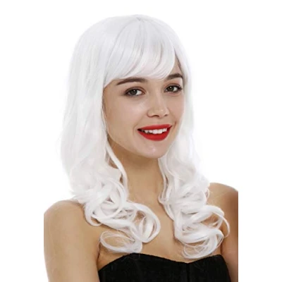 Abbildung von WIG ME UP 3001 1001 Perücke Damen lang Locken wellig Pony Cosplay Weiß