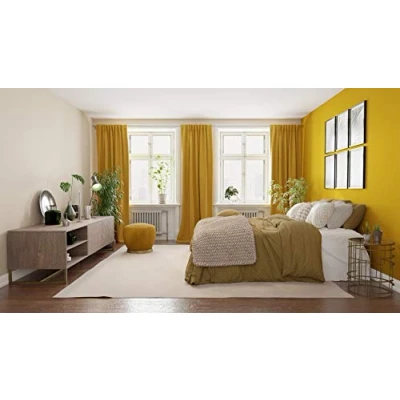 Abbildung von Homing blickdichter Vorhang Uni Gardine Safran einfarbig abdunkelnd weich Akustikgardine Wohnzimmer Schlafzimmer Kinderzimmer Dekostoff (1Stück) 245 x 140 cm(HxB)