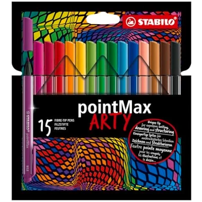 Abbildung von Filzschreiber STABILO pointMax ARTY 15er Pack mit 15 verschiedenen Farben
