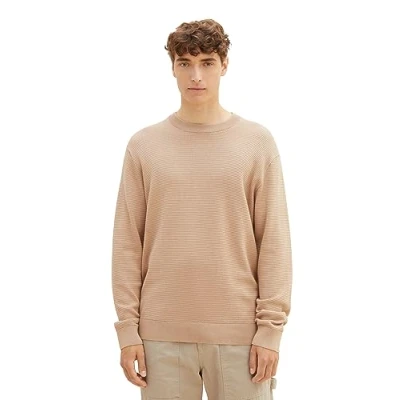 Abbildung von TOM Tailor Denim MIT Struktur Strickpullover, Herren, Größe: XL, Silver ecru
