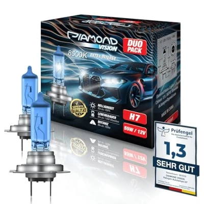 Abbildung von Diamond Vision 2x H7 12V 55W Xenon Look Halogen KFZ Autolampen Kaltweiß zweimal so langlebig Duobox E Prüfzeichen PX26D