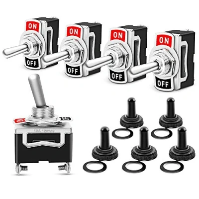 Abbildung von GTIWUNG 5 Stück Kippschalter, EIN/AUS Wippschalter mit Wasserdicht Schutzkappe, 2 Pin SPST Rocker Toggle Switch, 250V 6A/125V 10A ON OFF Schalter zum Auto KFZ LKW Boot