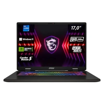 Abbildung von MSI Sword 17 HX, Gaming Laptop, 43,2 cm (17,0&quot;) QHD+, Intel Core i7 Prozessor 14700HX, 16 GB DDR5 RAM, 1 TB SSD, NVIDIA® GeForce RTX™ 4070, Windows 11 Home, QWERTZ Tastatur, Schwarz, B14VGKG 037