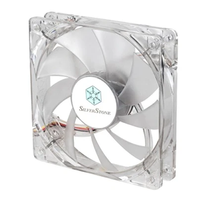 Abbildung von SilverStone SST FN121 P GL FN Serie geräuscharmer 120 mm Hochleistungs Gehäuselüfter mit grünen LEDs, transparent