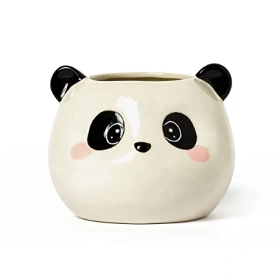 Abbildung von Legami Stifthalter aus Keramik, Desk Friends, 11,2 x 11,4 cm, Panda Thema, handbemalt