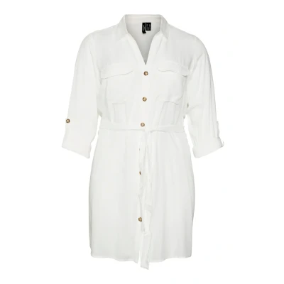 Abbildung von Vero Moda Curve Vmbumpy Shirt Dress Freizeitkleid, Damen, Größe: 48, Snow white