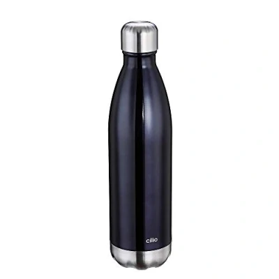 Abbildung von cilio ELEGANTE Trinkflasche Edelstahl schwarz, 750ml, auslaufsicher, Thermosflasche auch für kohlensäurehaltige Getränke, hält bis zu 18h warm und 24h kalt