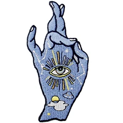 Abbildung von Aufnäher, bestickt, Design: Viel Glück und ich liebe dich, Alle sehenden Augen, zum Aufbügeln oder Aufnähen