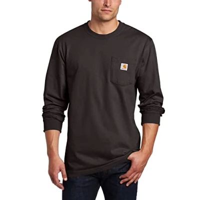 Abbildung von Carhartt Herren Loose Fit, schweres, langärmliges Pocket T Shirt mit Tasche, Schwarz, XXL