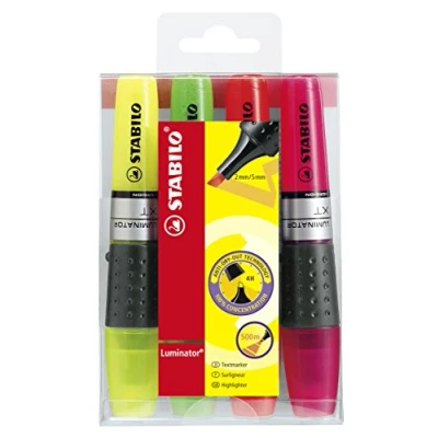 Abbildung von Textmarker STABILO LUMINATOR 4er Pack gelb, grün, orange, pink