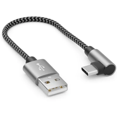 Abbildung von deleyCON 0,15m USB A zu C Kabel Stecker 90 Gewinkelt Kurzes 15cm auf Ladekabel für iPhone 15 16 Pro Max Samsung S24 S23 S22 Pixel iPad MacBook Air Tablets Switch PS5