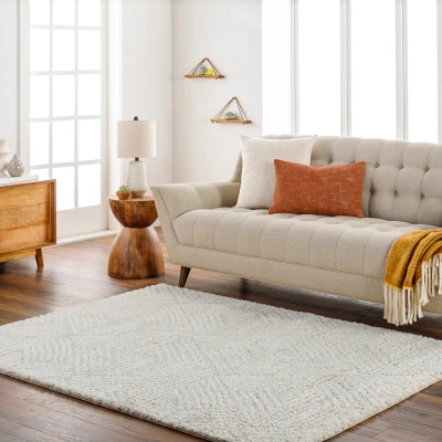 Abbildung von Surya Kapan Teppich Flauschiger für Wohnzimmer, Esszimmer, Schlafzimmer Abstrakter Langflor Hochflor weiss flauschig und pflegeleicht 160x213cm in Creme Helles Beige