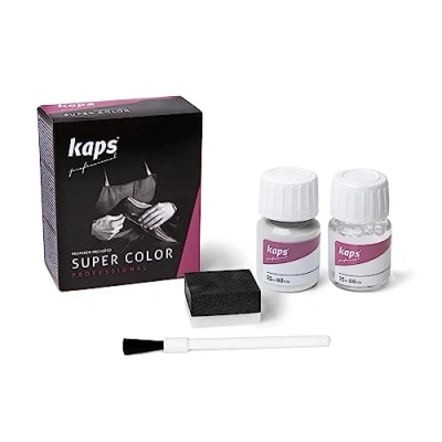 Abbildung von KAPS Professional Lederfarbe &quot;Super Color&quot; + &quot;Preparer&quot; für Naturleder, Synthetik und Textil (je 25 ml) zur Pflege Reparatur von Lederschuhen in Verschiedenen Farben (101 Weiß)