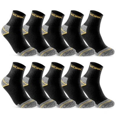 Abbildung von 10 20 Paar kurze Arbeitssocken Herren Kurzsocken Baumwolle WORK Socken 10202 (Schwarz/Grau Meliert 43 46)