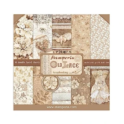 Abbildung von Stamperia Scrapbook Paper Pad for Scrapbooking, Albums, Card Making, Bullet Journalling and More, Acid Free, Double Sided, Perfect Hobbies, Crafts, Gifting (Old Lace) (30.5 x 30.5cm)
