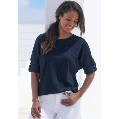 Abbildung von Vivance 2 in 1 Shirt »zum Krempeln«, aus bügelfreier Crêpe Qualität