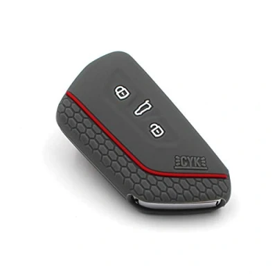 Abbildung von Schlüssel Hülle VF für 3 Tasten Auto Silikon Cover Schlüsselhülle Etui Schutzhülle (Aschgrau Rot)