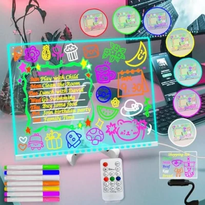 Abbildung von Fanrui 7 Farben ändern Acryl Dry Erase Board mit Fernbedienung 15.75 x 11.81&quot; Smart LED Note Timmer Illuminate wie ein Glow DIY Memo Planer Hinweis Wordpad