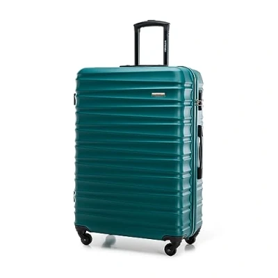 Abbildung von WITTCHEN Reisekoffer Groß Rollkoffer Trolley Großer Koffer Check In Gepäck Hartschale aus ABS mit 4 Spinner Rollen Zahlenschloss Teleskopgriff Groove Line Größe L grün