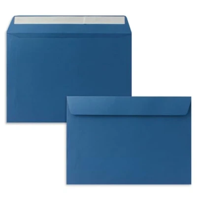 Abbildung von 50x Briefumschläge DIN C5 Royalblau (Blau) 16,2 x 22,9 cm Haftklebung Edle Kuverts für große Einladungen und Karten zum Geburtstag oder Hochzeit