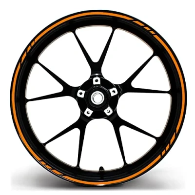 Abbildung von Felgenrandaufkleber GP Design 16 Teilig Komplett Set Finest Folia passend für 17 Zoll &amp; 16&quot; 18&quot; 19&quot; Felgen Motorrad Auto Fahrrad MR001 (Neon Orange)