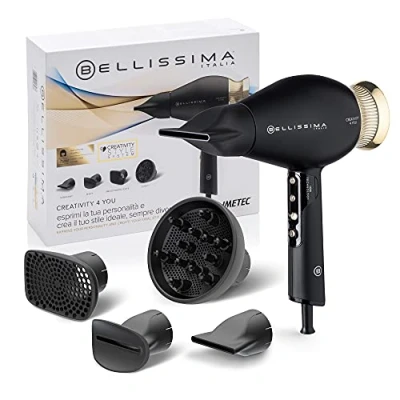 Abbildung von Bellissima Creativity 4 You Professioneller Haartrockner, Zubehörteile, Diffusor, intelligente Temperaturregelung, Ionentechnologie, Beauty Tasche, 2 Geschwindigkeiten, 3 Temperaturen, 1800 W