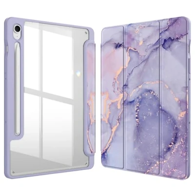 Abbildung von Fintie Hybrid Hülle für Samsung Galaxy Tab S9 FE 10.9 Zoll/Tab 11 Zoll 2023 Tablet mit Stifthalter Stoßfeste Schutzhülle transparenter Hartschale auf der Rückseite, Schwarz