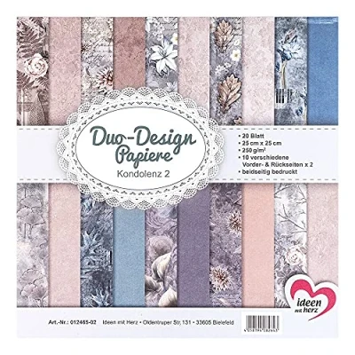 Abbildung von Ideen mit Herz Duo Design Papiere Block 20 Blatt Bastelpapier 25 x cm 250g/m² beidseitig bedruckt Designpapier, Motivpapier ideal für Scrapbooking, Basteln (Kondolenz 02)