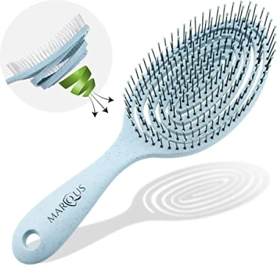 Abbildung von marQus Bio Haarbürste ohne Ziepen mit einzigartiger Doppelspiralfeder und noch mehr Borsten zur optimalen Druckverteilung Pflege, Entwirrbürste für jeden Haartyp, 1 Stück, Farbe Lime Grün