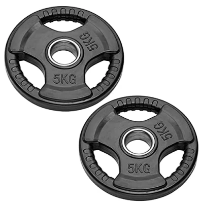 Abbildung von Olympische Hantelscheiben für Langhanteln und Kurzhanteln Bumper Plates Loch 50 mm Gummierte Gewichtsscheiben von 2,5 kg bis 20 (2 Scheiben à 5 kg)