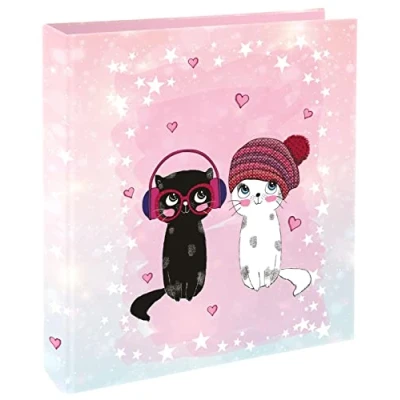 Abbildung von goldbuch 35 299 Ordner Music for Cats, Aktenordner 28,5 x 32 5 cm, Einband aus Kunstdruck, Hefter mit Hebelmechanik, Heftordner Rosa, Motiv Katzen, für Mädchen und Jungen