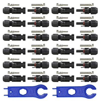 Abbildung von GTIWUNG 12 Paar Solarpanel Stecker, Männlich/Weiblich Kabelstecker, Solar Panel Kabel Anschlüsse Photovoltaik Steckverbinder mit Schraubenschlüssel, Schwarz