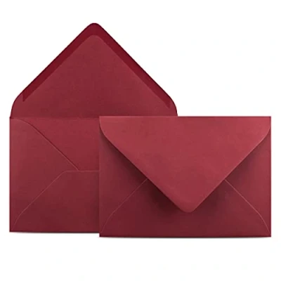 Abbildung von 25 Briefumschläge DIN C6 Dunkelrot Rot 11,4 x 16,2 cm Kuverts mit 120 g/m² Nassklebung spitze Klappe Umschläge ohne Fenster Colours 4 you