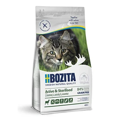 Abbildung von BOZITA Active &amp; Sterilised Getreidefrei Lamm Trockenfutter für erwachsene hauptsächlich draußen lebende Katzen, 0.4 kg