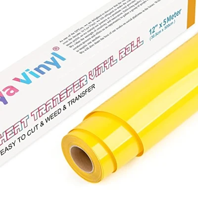 Abbildung von Lya Vinyl Gelb Plotterfolie Textil 30.5cm x 5m Flexfolie Plotter für Cricut und Silhouette Cameo, Verwendet in Textilien Transferfolie zum Aufbügeln DIY T Shirt, Stoffe (Gelb)