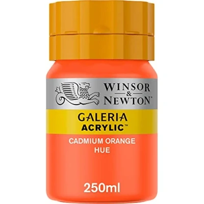 Abbildung von Winsor &amp; Newton 2137090 Galeria Acrylfarbe, hohe Pigmentierung, lichtecht, alterungsbeständig, cremige Konsistenz, 250ml Topf Kadmiumorange