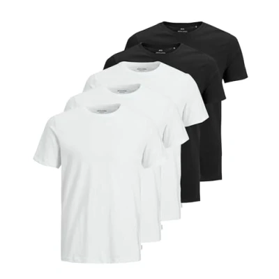 Abbildung von JACK &amp; JONES Herren JJEORGANIC Basic Tee SS O Neck 5PK T Shirt, Kurzarm, 2xBlack+3xWhite, S