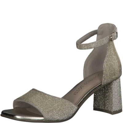 Abbildung von MARCO TOZZI Damen Sandalen mit Absatz Verstellbarem Riemen Glitzer, Gold (Gold), 37 EU