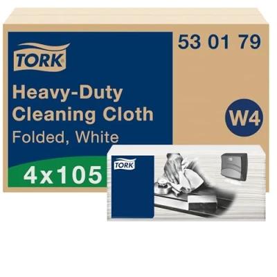 Abbildung von Tork Extra Starke Reinigungstücher Weiß W4, Mehrzweck, 4 x 105 Tücher, 530179