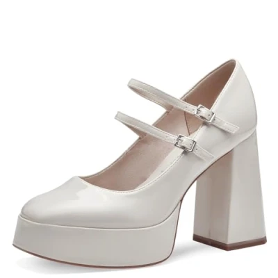 Abbildung von Tamaris Damen Pumps mit Riemchen Vegan Stilettoabsatz; IVORY/beige; 40