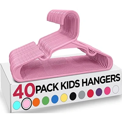 Abbildung von Utopia Home Packung mit 40 Kinderkleiderbügeln 11,5“ Baby und Kinderkleiderbügel aus Kunststoff für den Kleiderschrank, ideal täglichen Gebrauch, Babyrosa